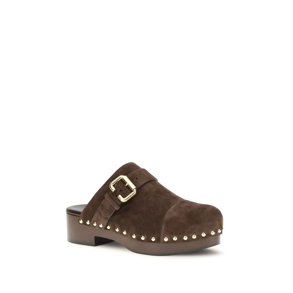 Chloe Brown Calf Leather Bos Taurus Clogs