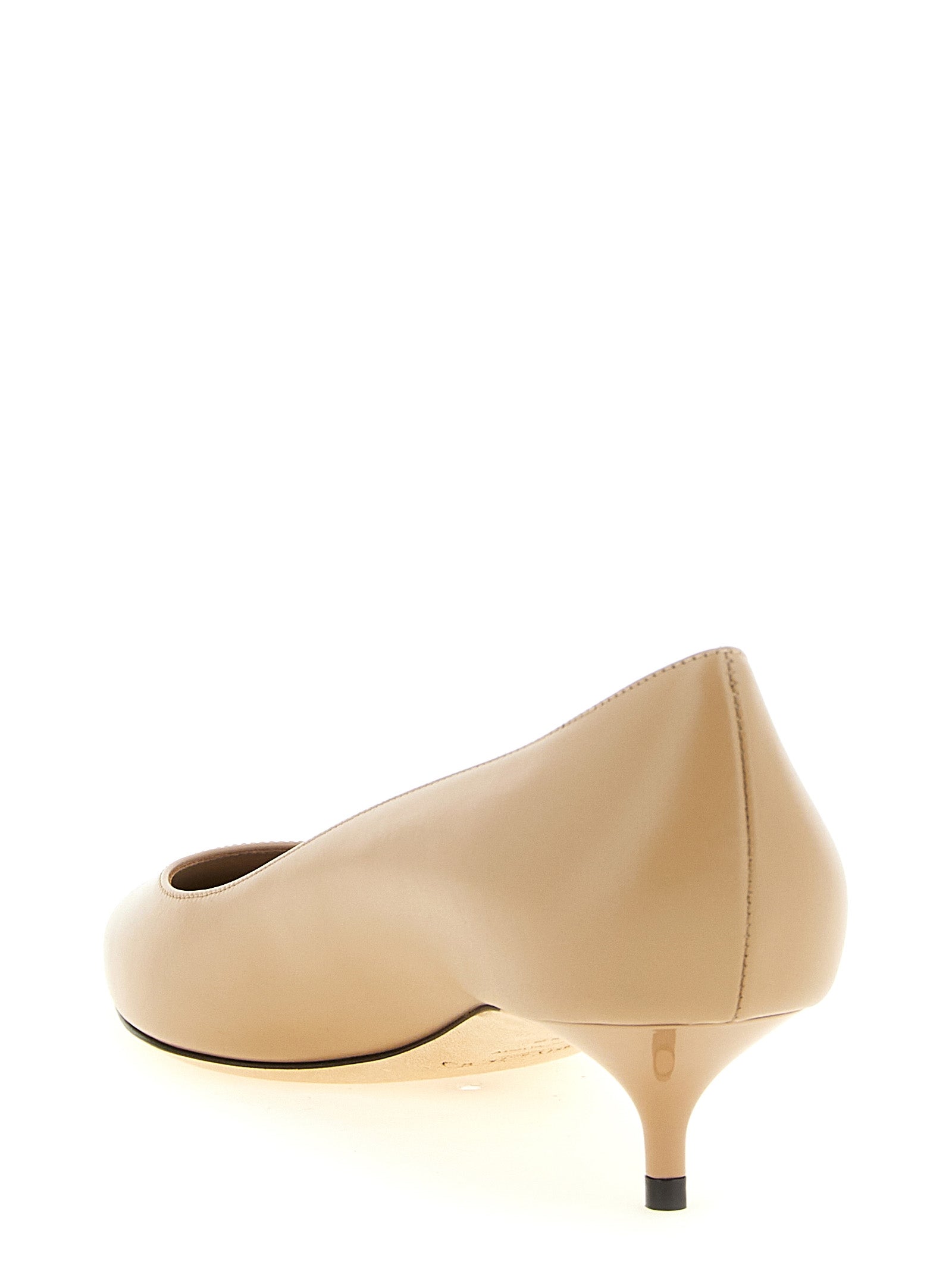 Jimmy Choo Beige Leather Mid-Heel Pumps