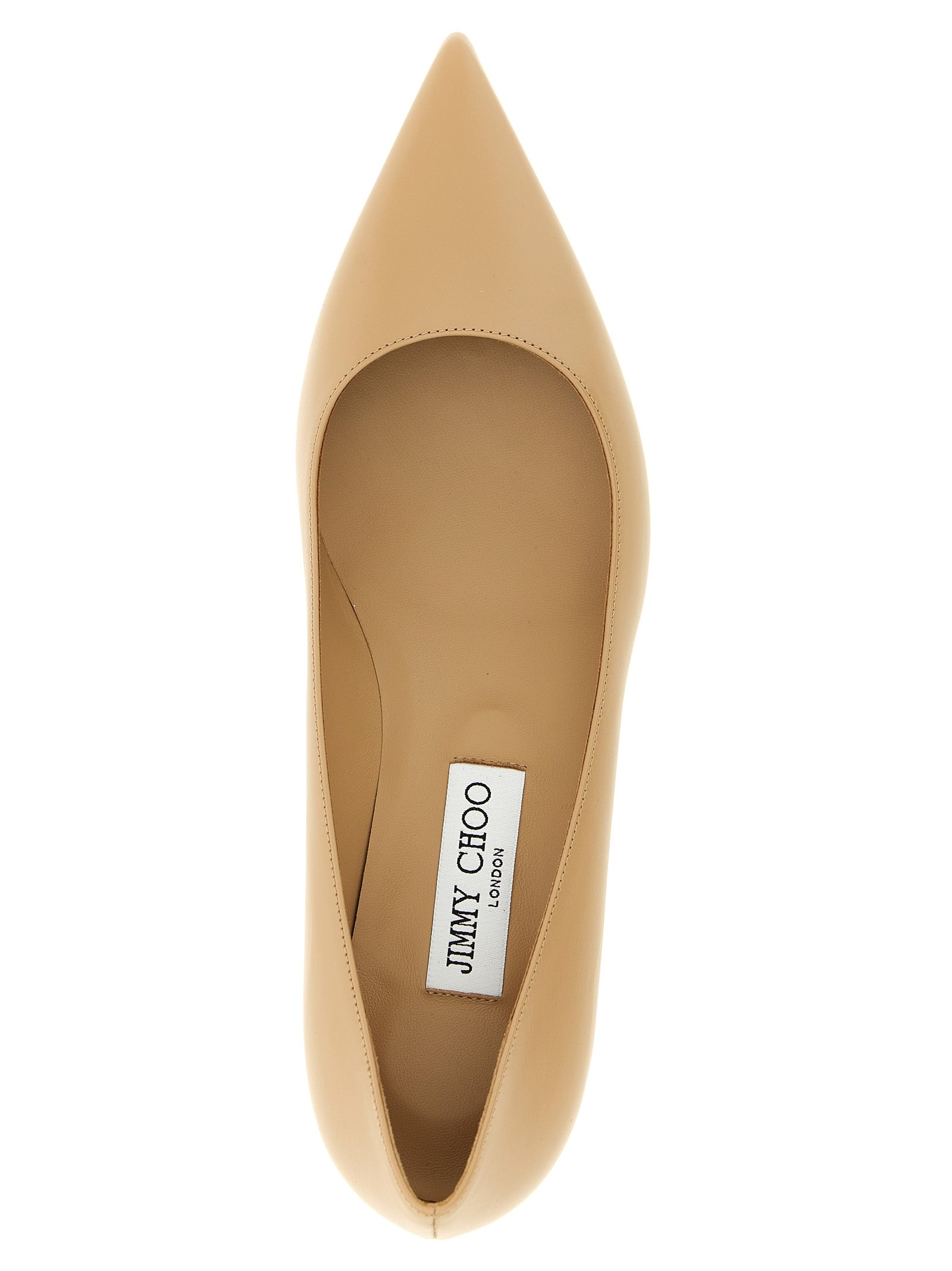 Jimmy Choo Beige Leather Mid-Heel Pumps