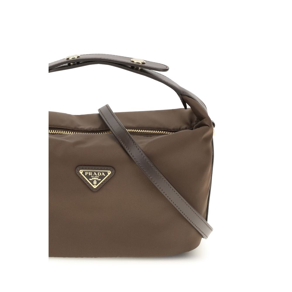 Prada Bruine Schoudertas van Gerecycled Polyamide