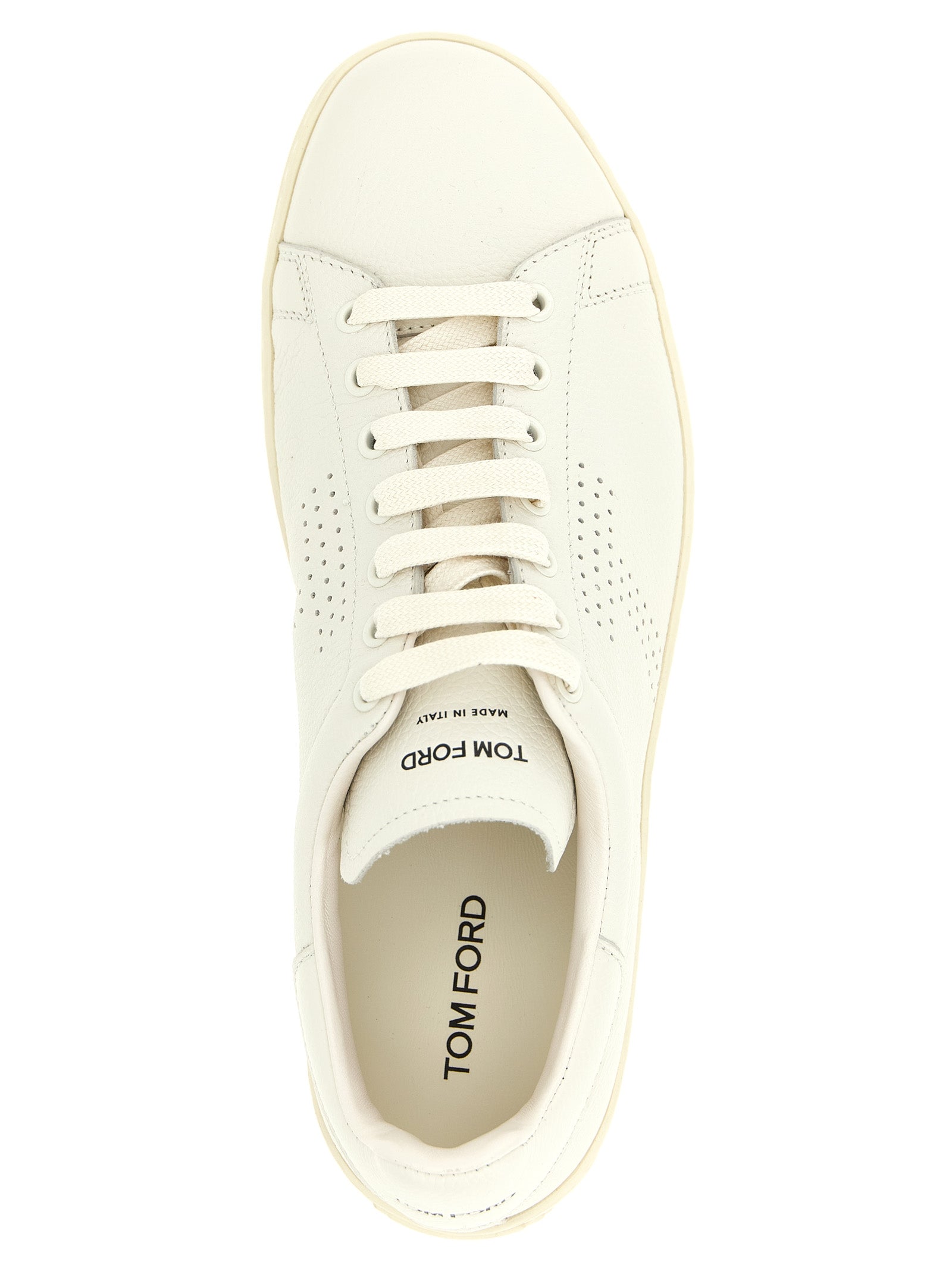 Tom Ford Witte Leren Lage Sneakers