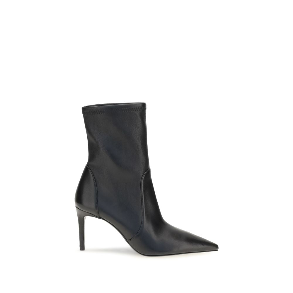 Stuart Weitzman Zwarte Kalfsleren Bos Taurus Enkellaarzen
