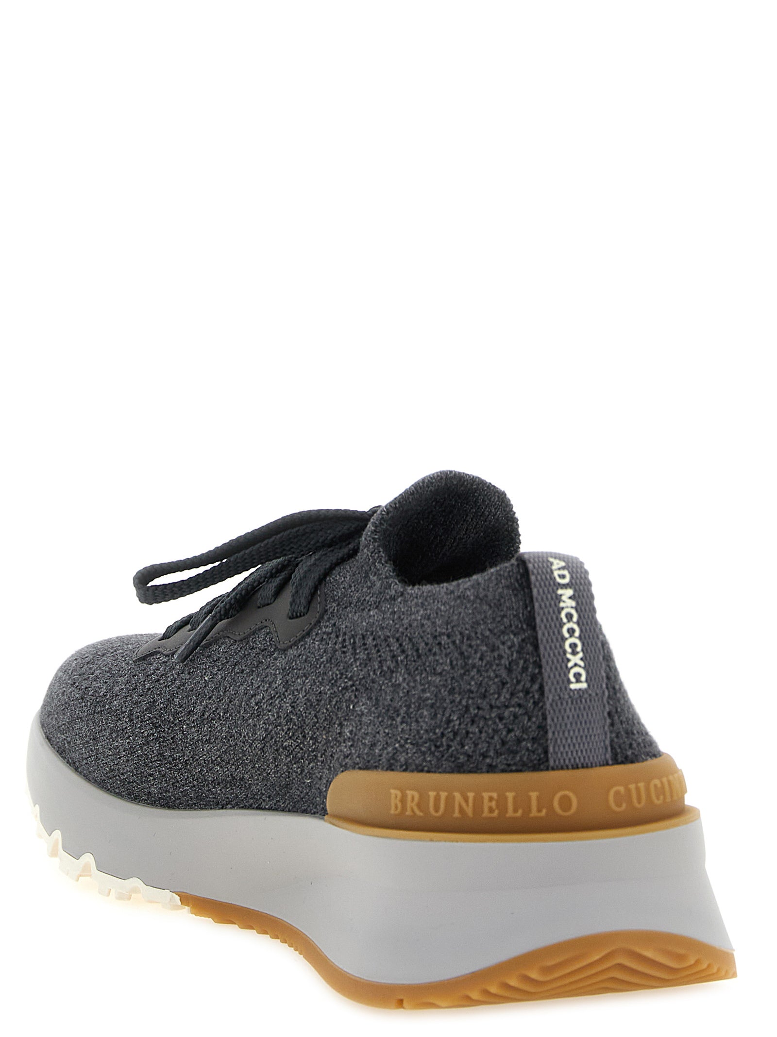 Brunello Cucinelli Gray Cotton Athletic Sneakers
