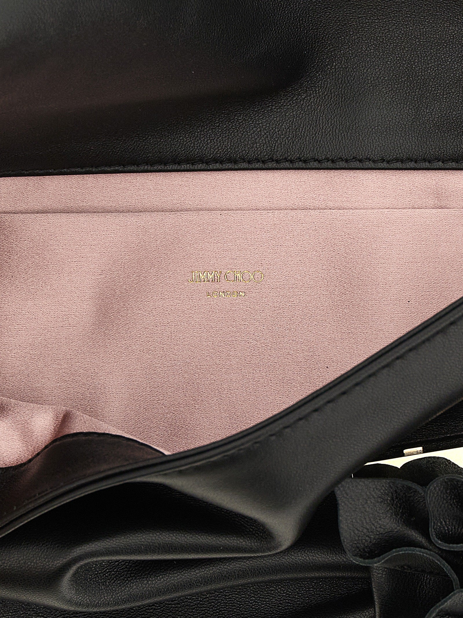 Jimmy Choo Black Lambskin Leather Clutch Bag
