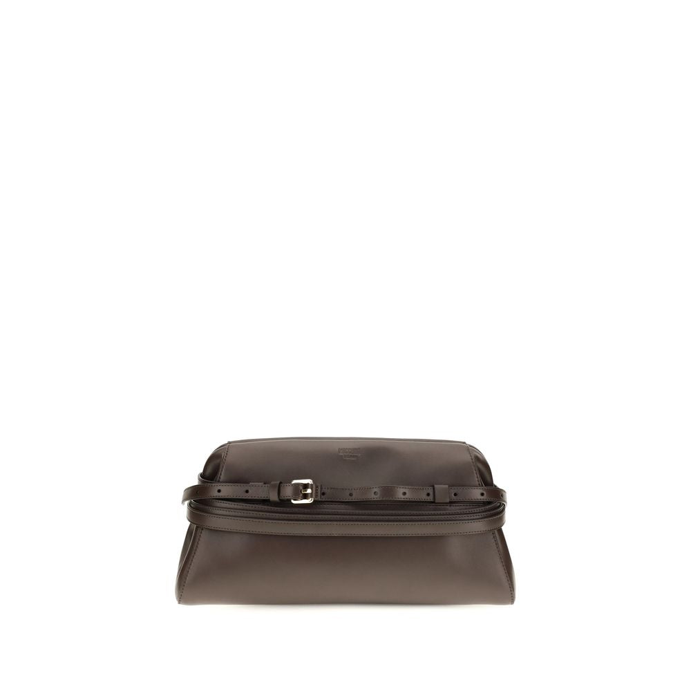 Moschino bruine clutch van geitenleer