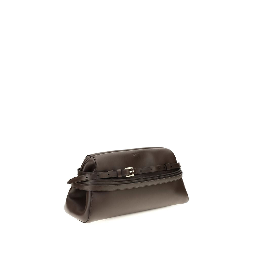 Moschino bruine clutch van geitenleer