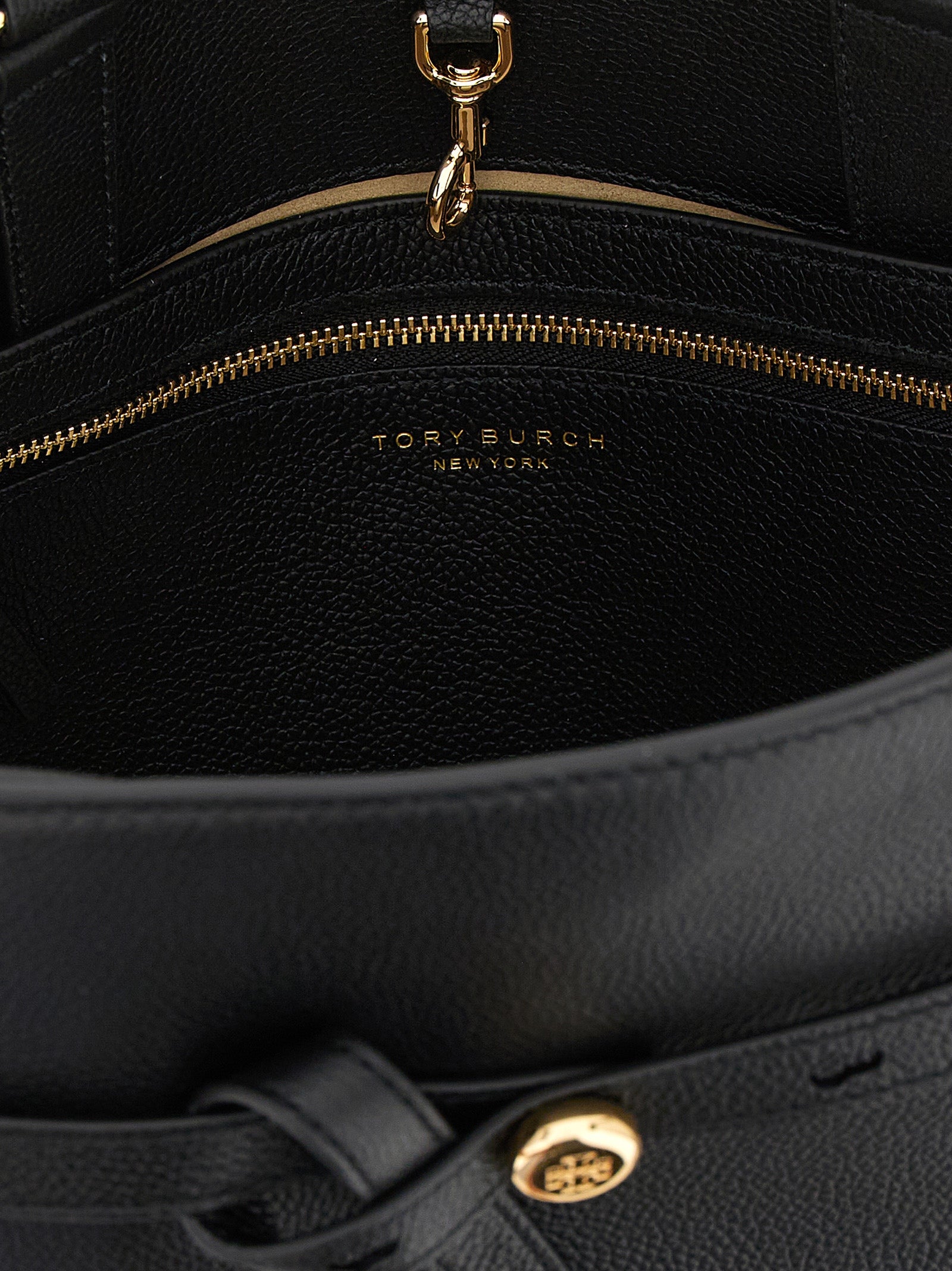 Tory Burch Zwart Rundleer Crossbody Tas