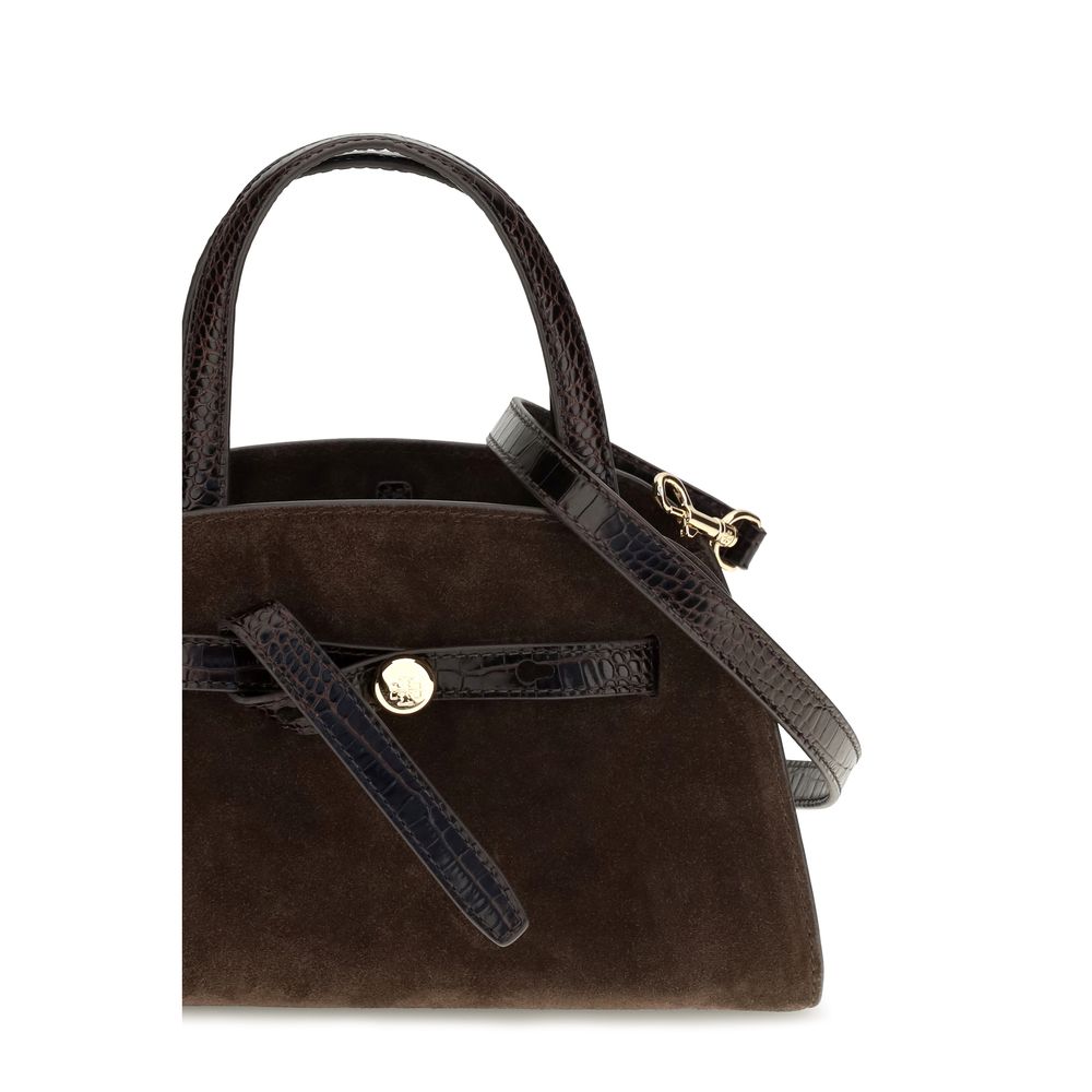 Tory Burch Bruine Suède Leren Schoudertas