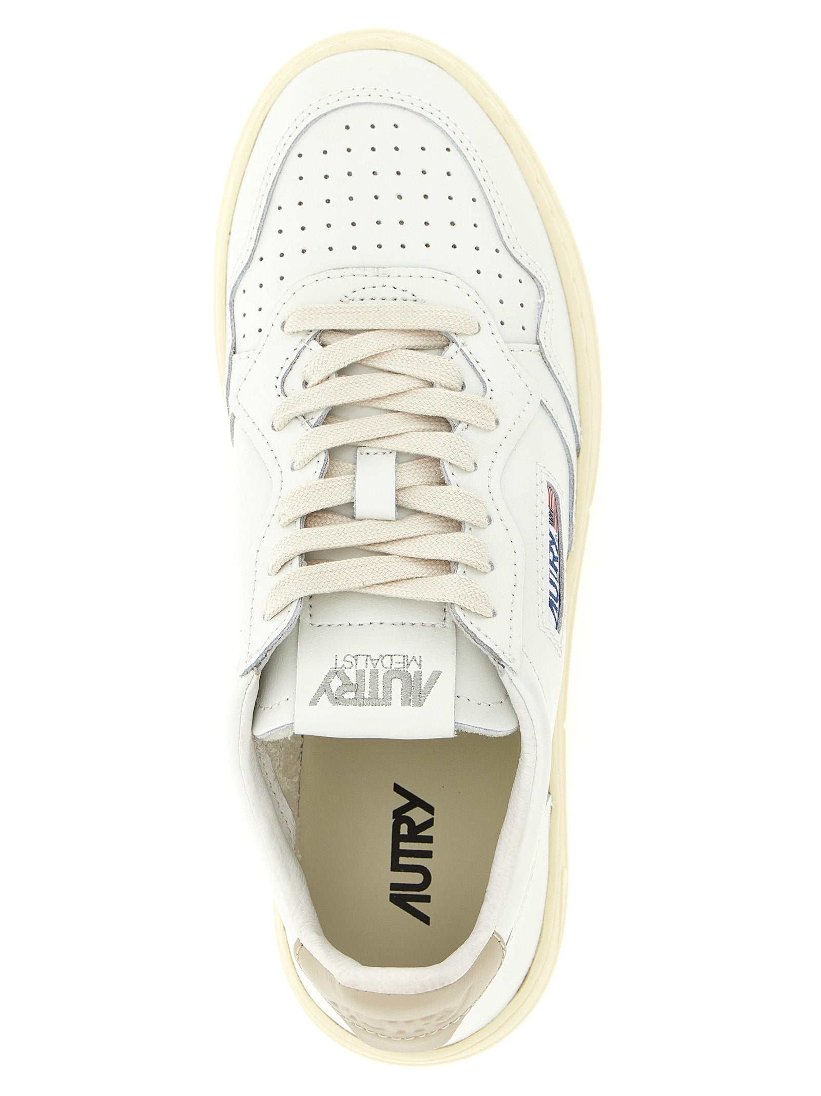 Autry Beige Lage Sneakers van Koeienleer