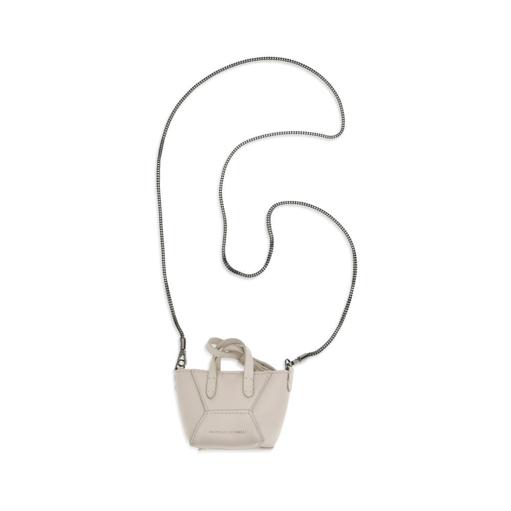 Brunello Cucinelli Beige Kalfsleer Bos Taurus Schoudertas