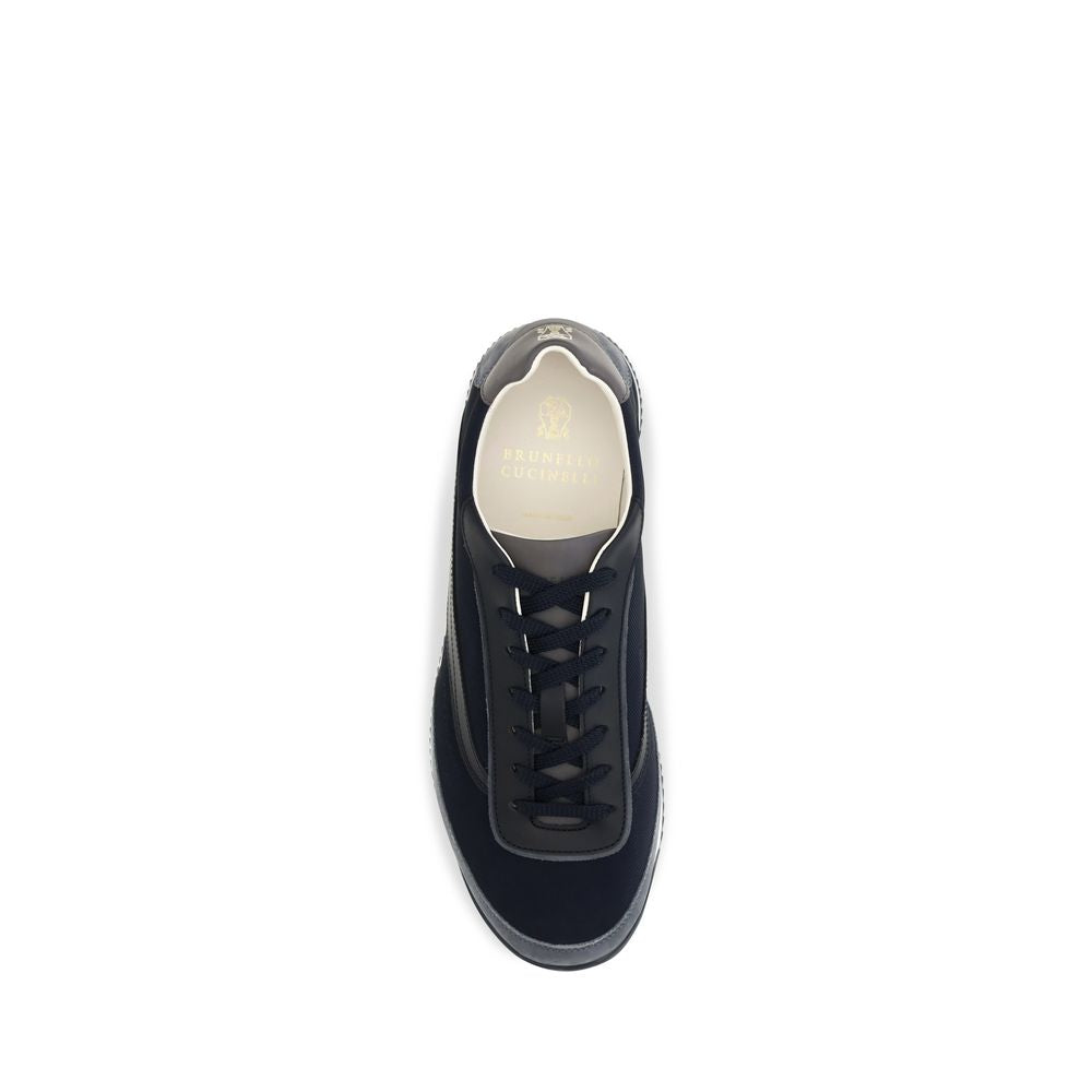 Brunello Cucinelli Blue Suede Leather Low Top Sneakers
