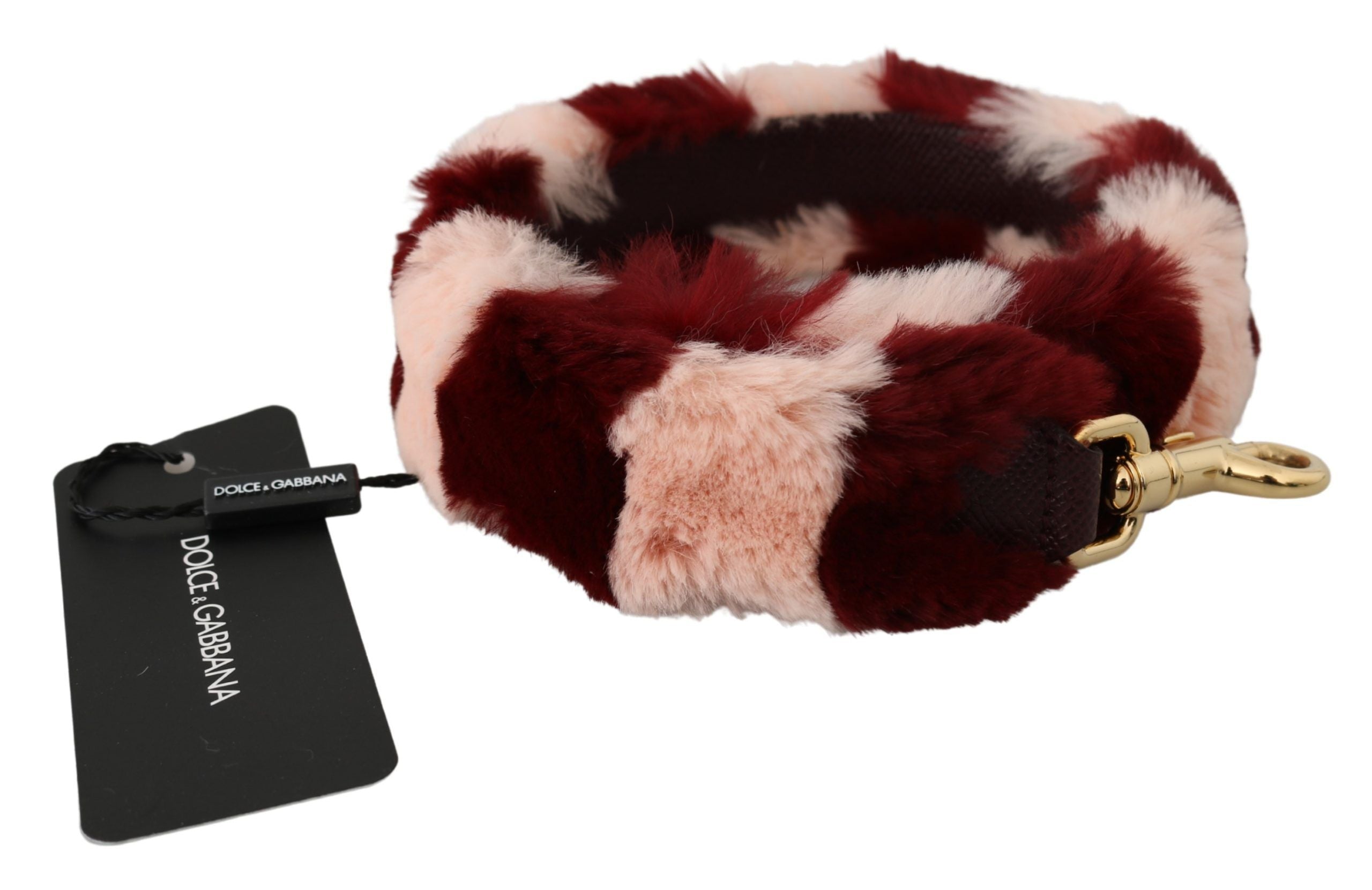 Dolce & Gabbana Pink Red Rabbit Fur Accessory Shoulder Strap