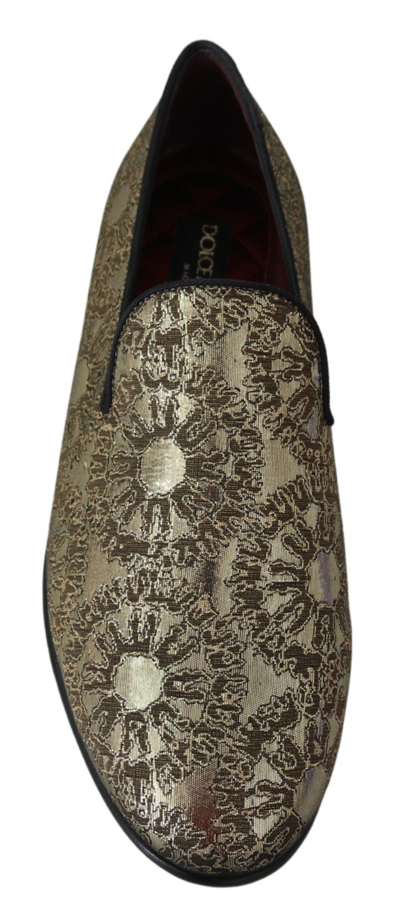 Dolce & Gabbana Gold Jacquard Platte Heren Loafers Schoenen