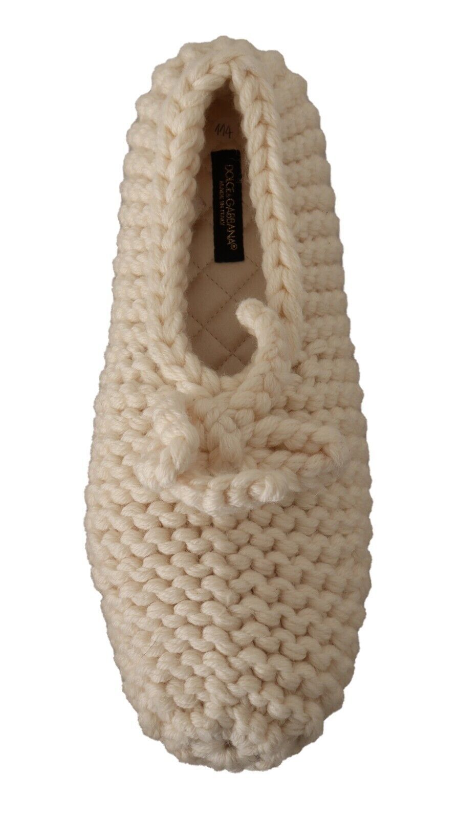 Dolce & Gabbana White Slip-On Ballerina Flats Wool Knit Shoes