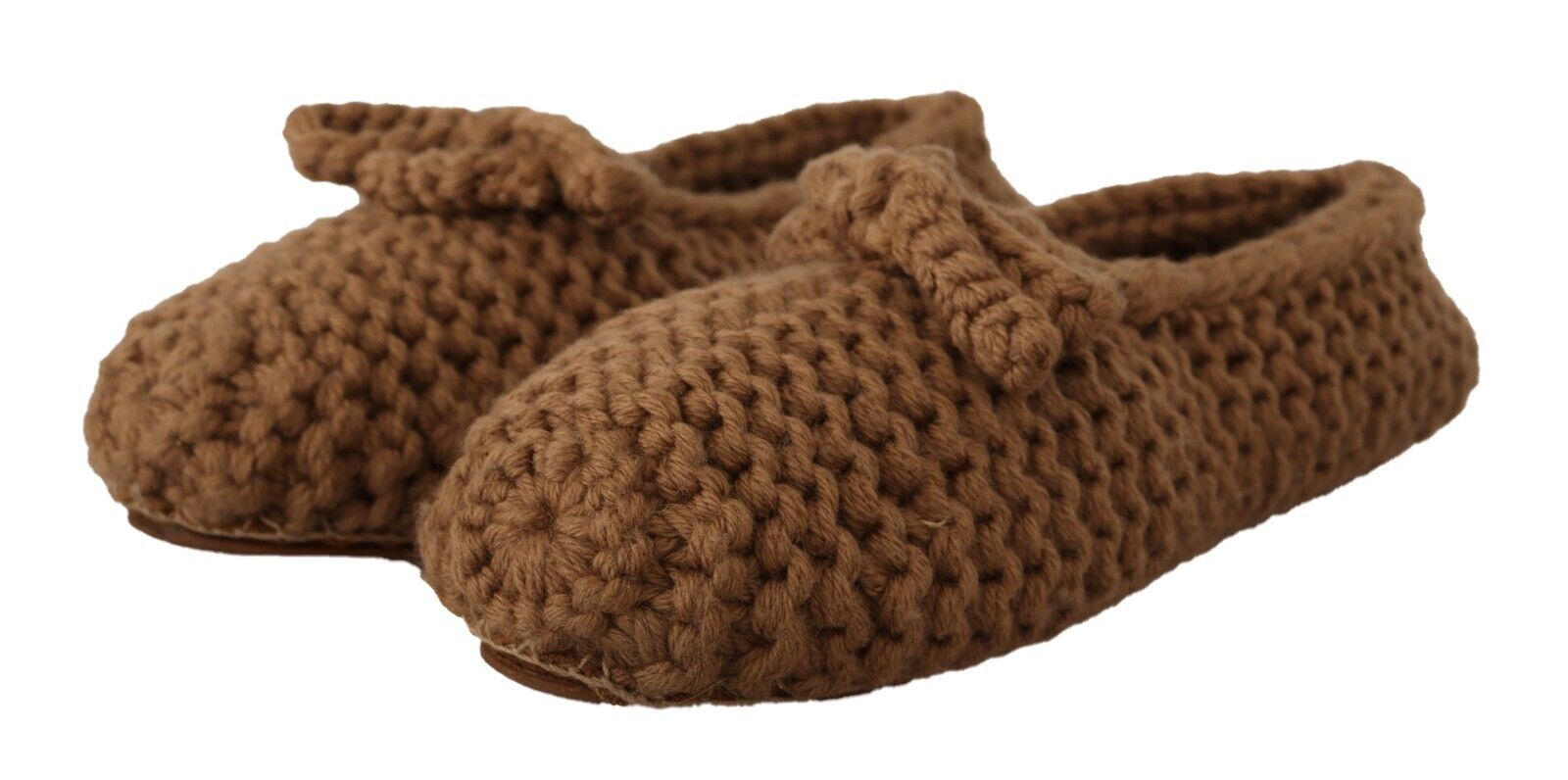 Dolce & Gabbana Brown Slip-On Ballerina Flats Wool Knit Shoes