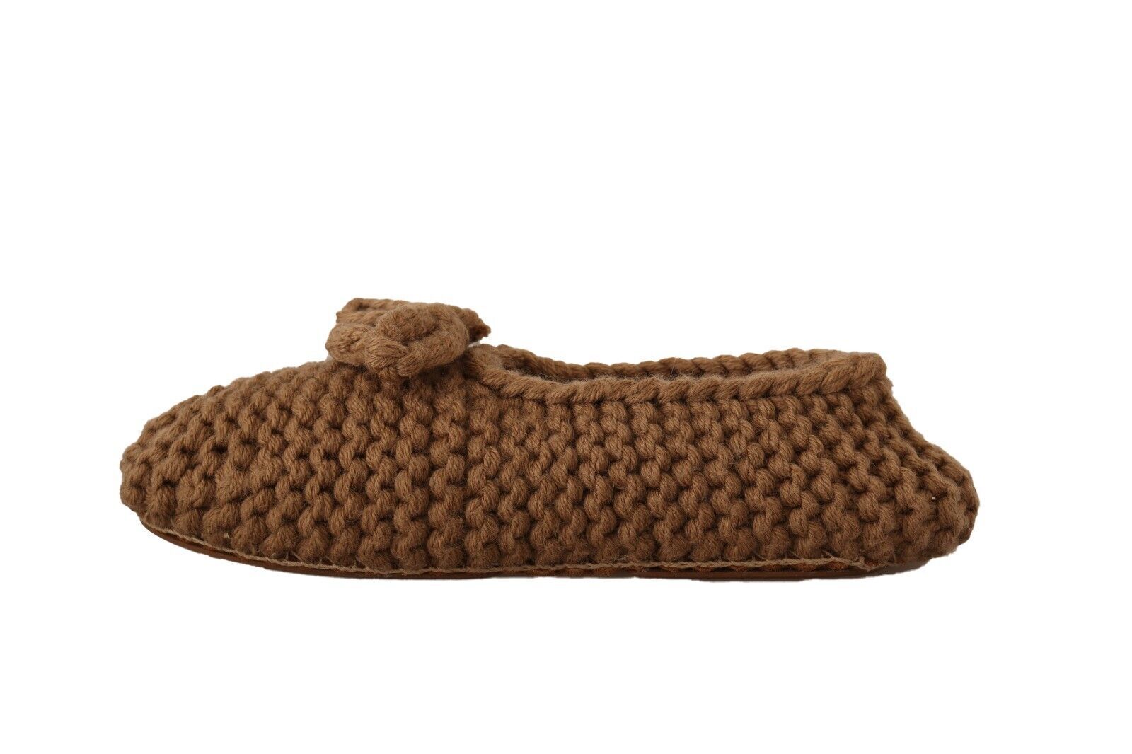Dolce & Gabbana Brown Slip-On Ballerina Flats Wool Knit Shoes