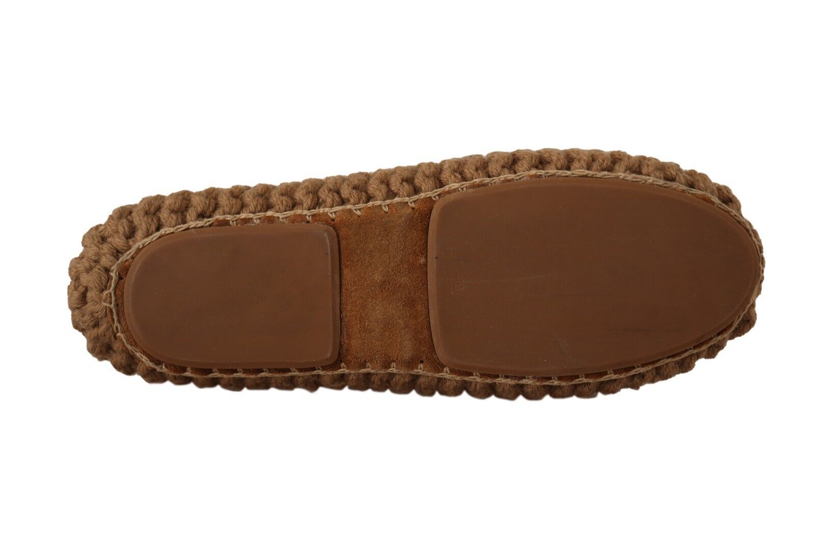 Dolce & Gabbana Brown Slip-On Ballerina Flats Wool Knit Shoes