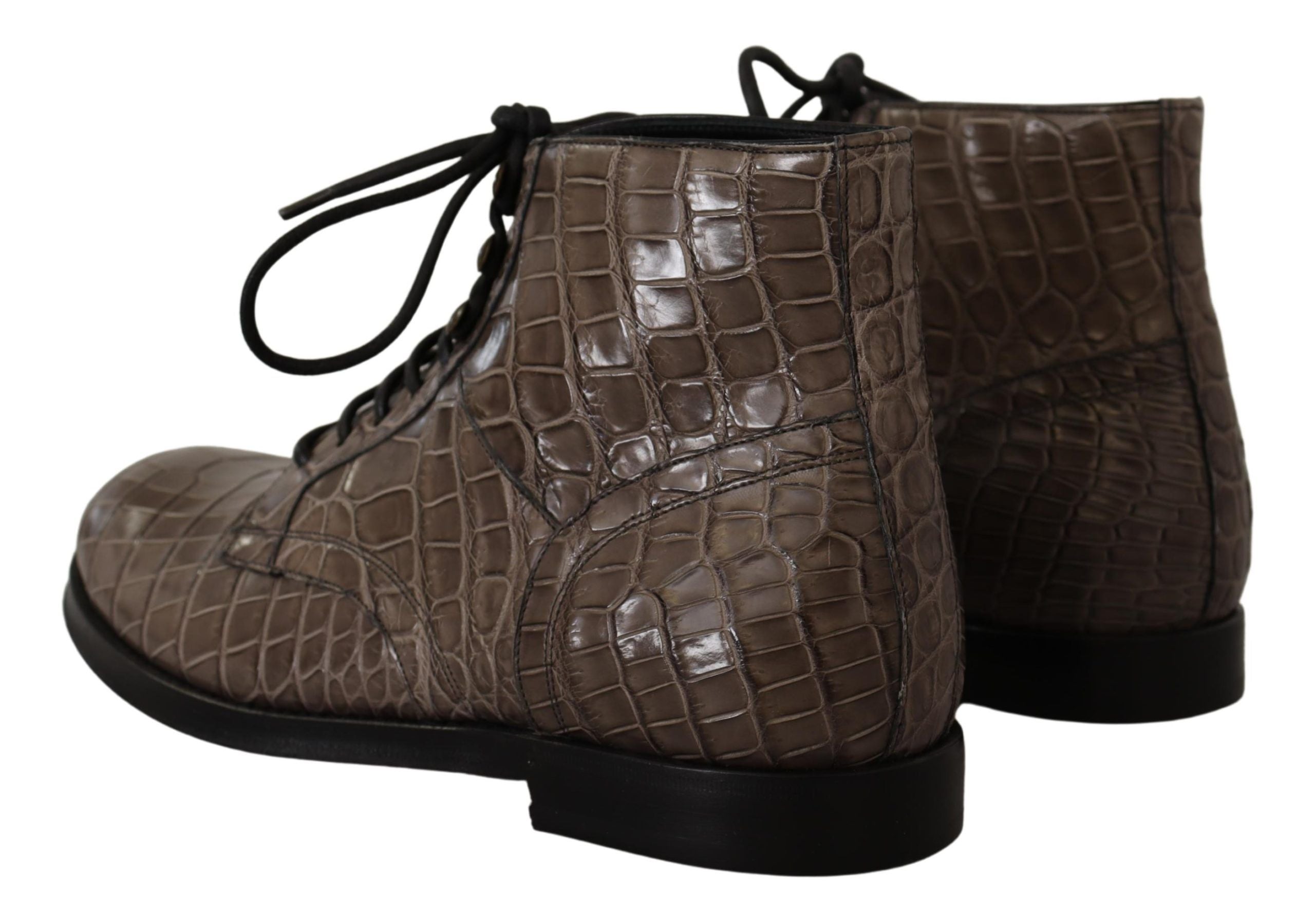 Dolce & Gabbana Grey Crocodile Leather Derby Boots
