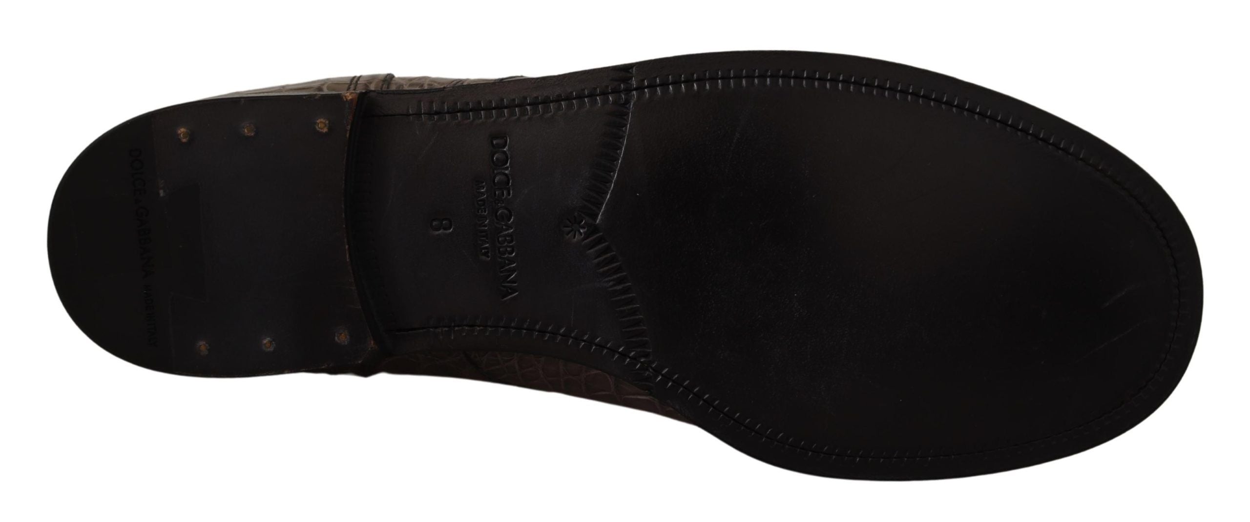 Dolce & Gabbana Grey Crocodile Leather Derby Boots