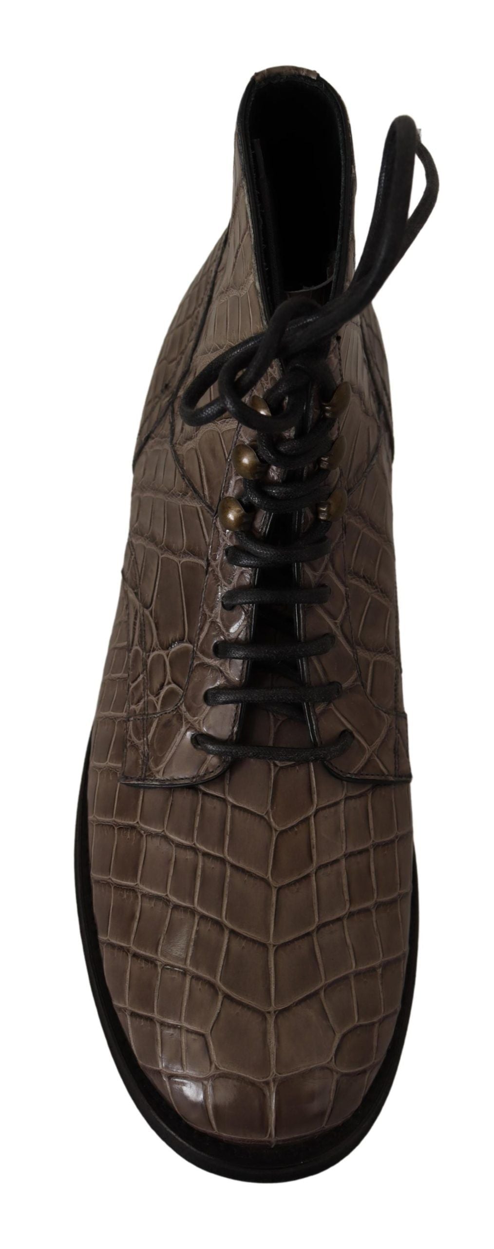 Dolce & Gabbana Grey Crocodile Leather Derby Boots