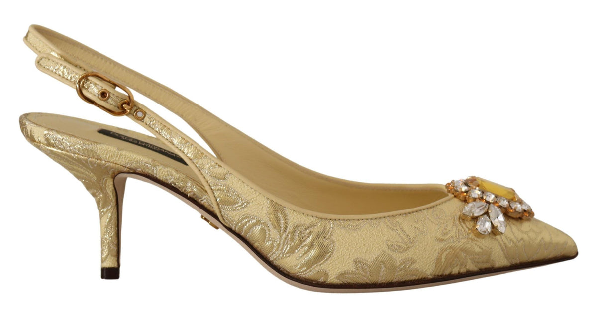 Dolce & Gabbana Gouden Kristallen Slingback Pumps Hakken Schoenen