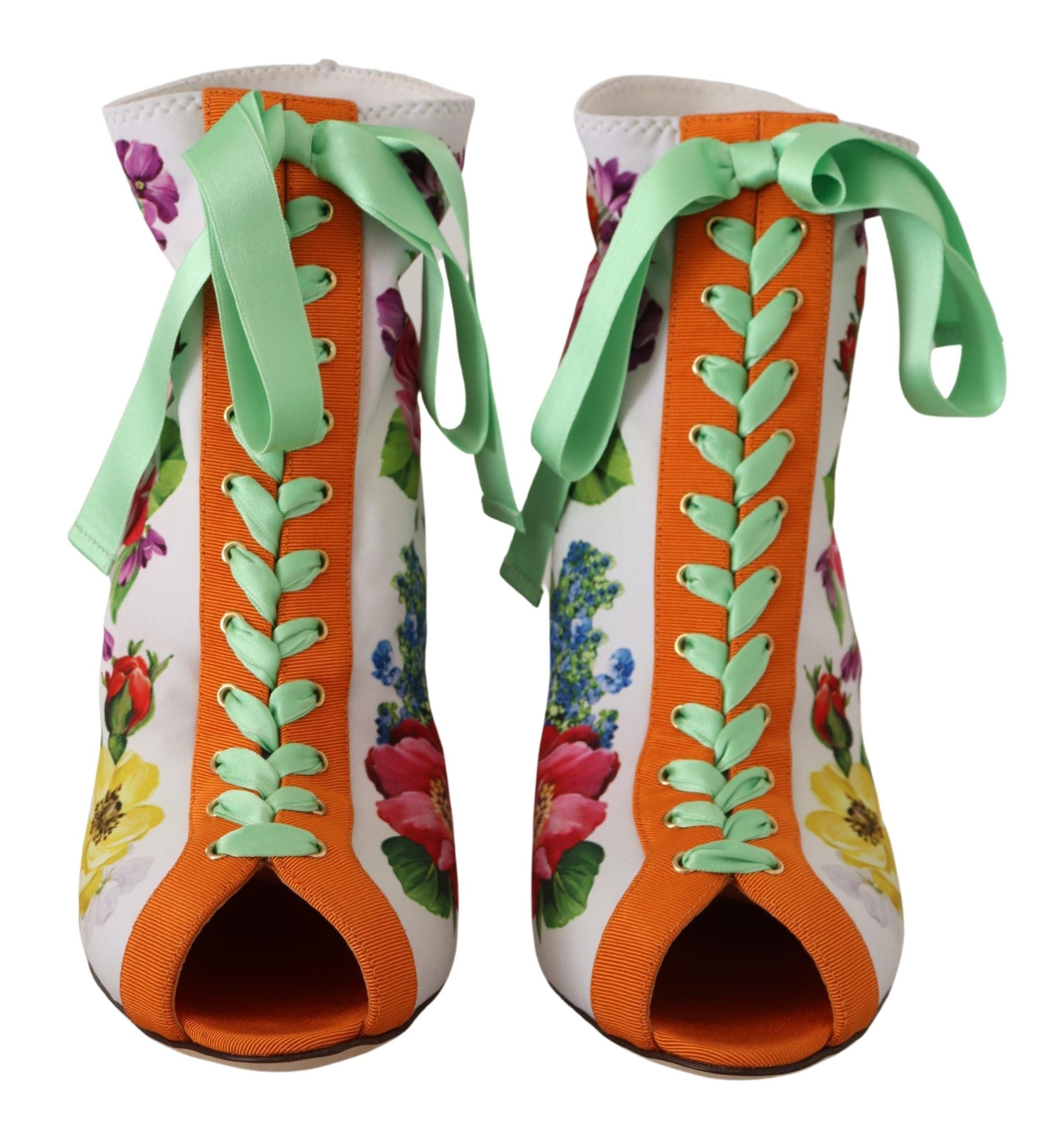 Dolce & Gabbana White Jersey Stretch Boots Open Toe Heels Shoes