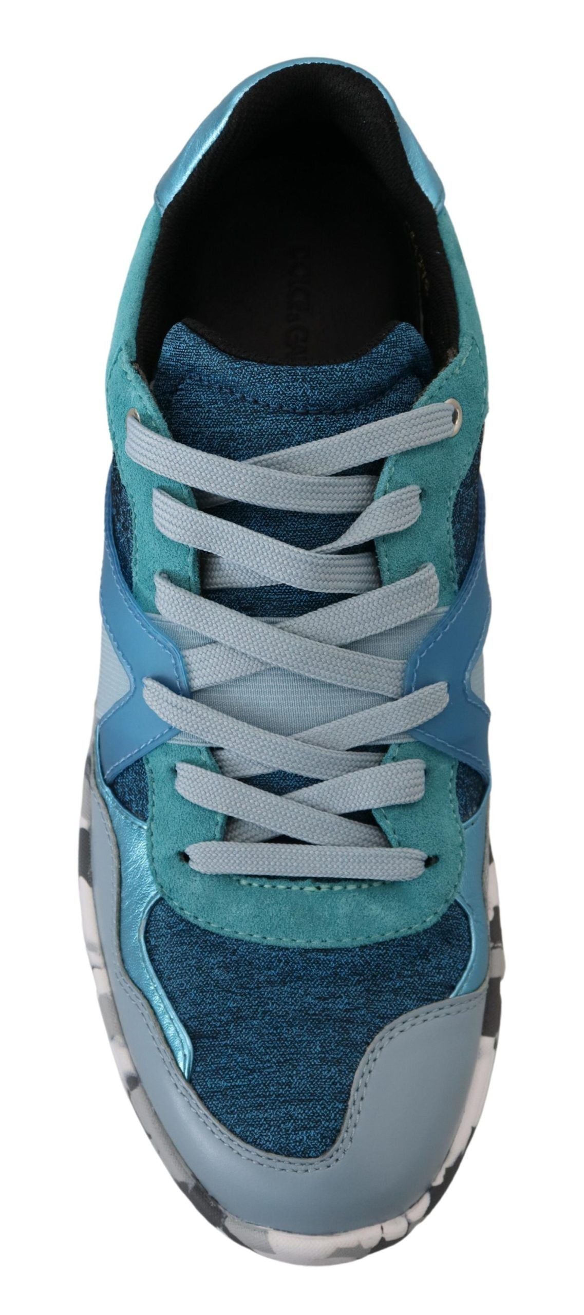 Dolce & Gabbana Blauwgrijze Leren Sport Lage Sneakers