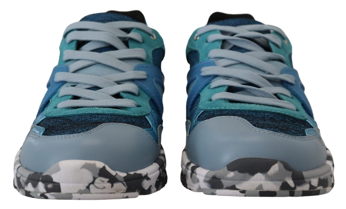 Dolce & Gabbana Blauwgrijze Leren Sport Lage Sneakers