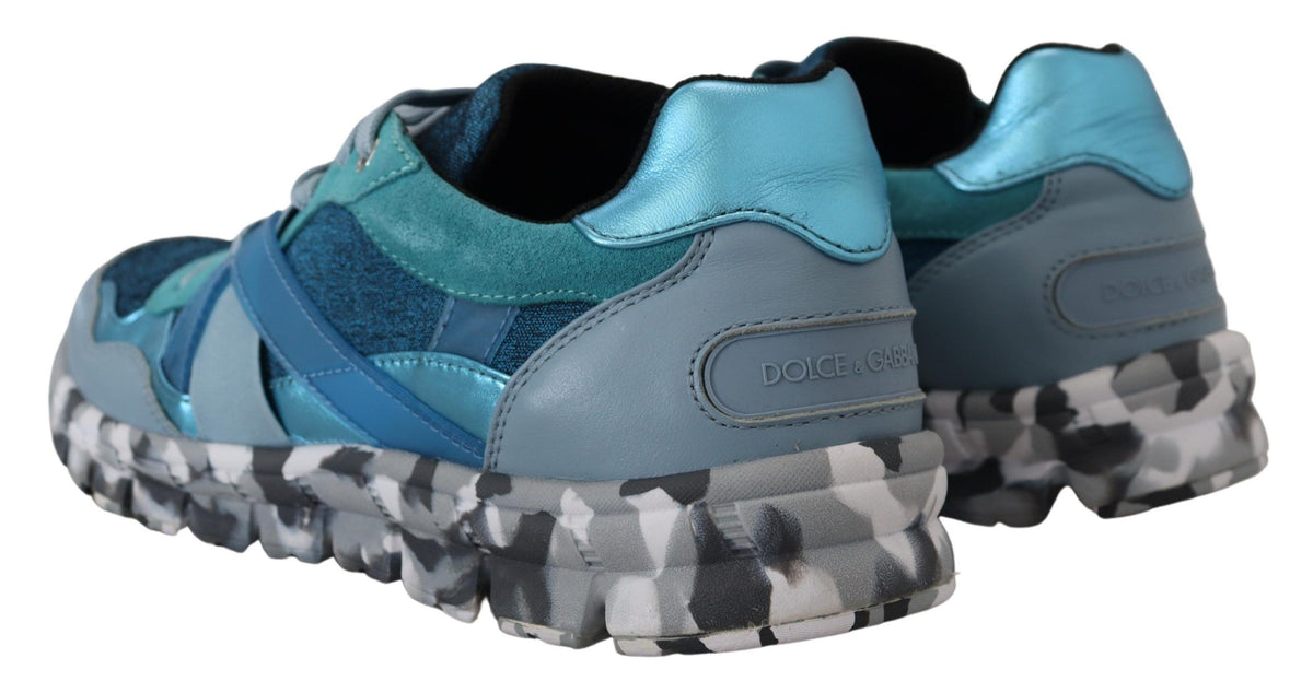 Dolce & Gabbana Blauwgrijze Leren Sport Lage Sneakers