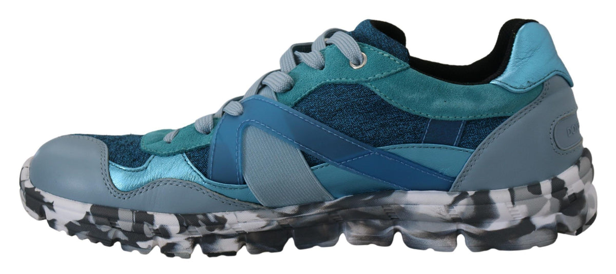 Dolce & Gabbana Blauwgrijze Leren Sport Lage Sneakers