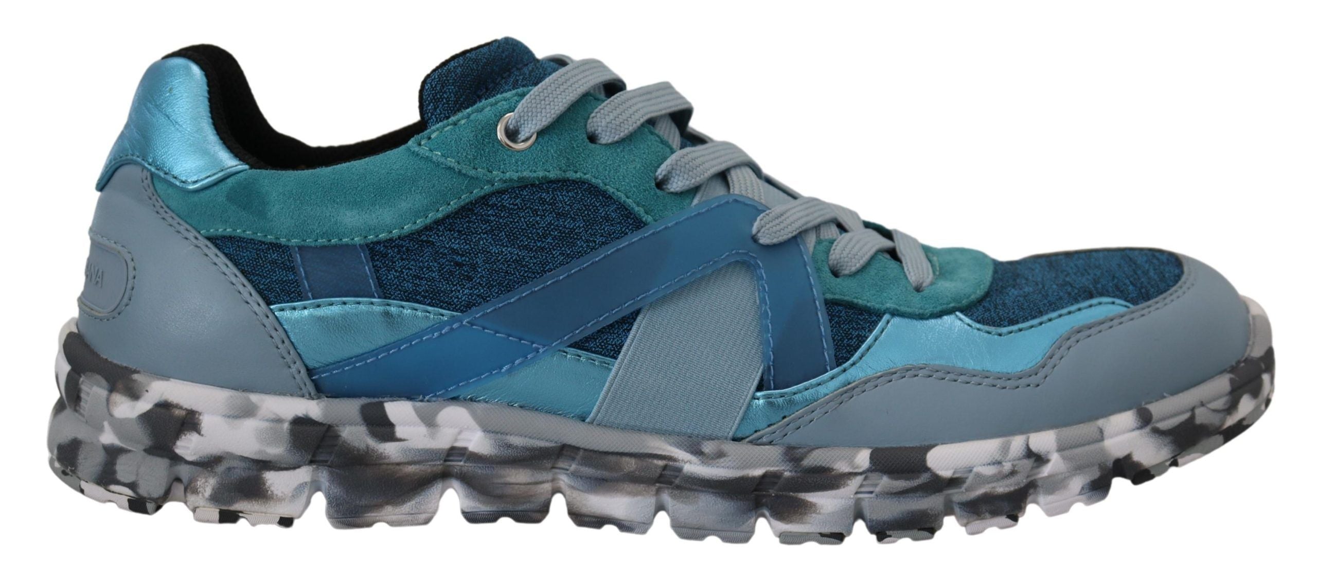 Dolce & Gabbana Blauwgrijze Leren Sport Lage Sneakers