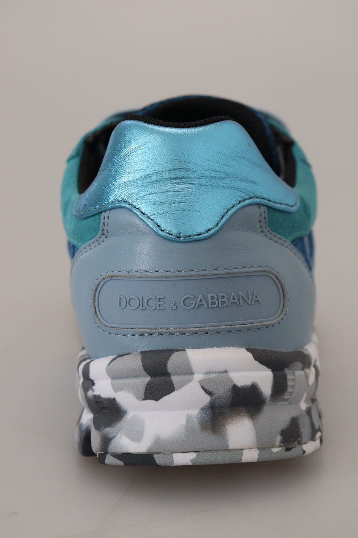 Dolce & Gabbana Blauwgrijze Leren Sport Lage Sneakers
