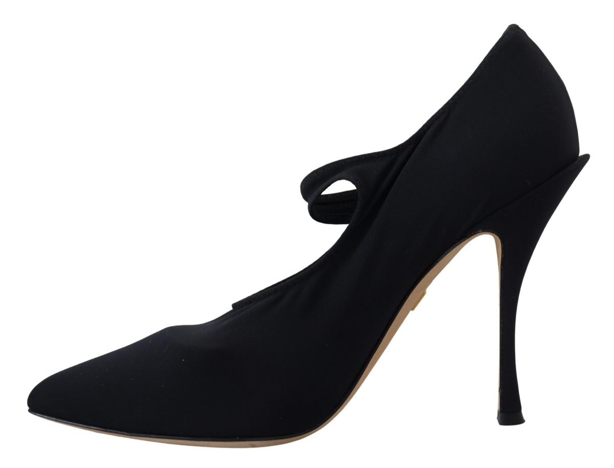 Dolce & Gabbana Black Socks Stretch Crystal Pumps Shoes