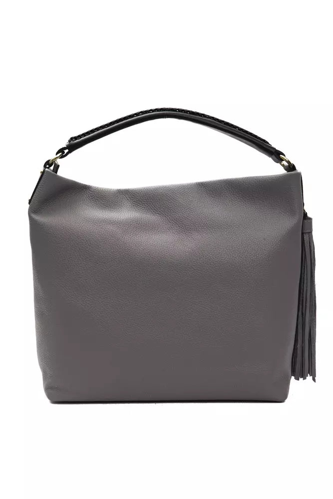 Pompei Donatella Gray Leather Women's Shoulder Bag