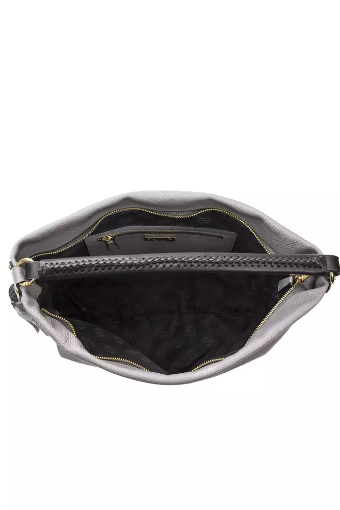 Pompei Donatella Gray Leather Women's Shoulder Bag