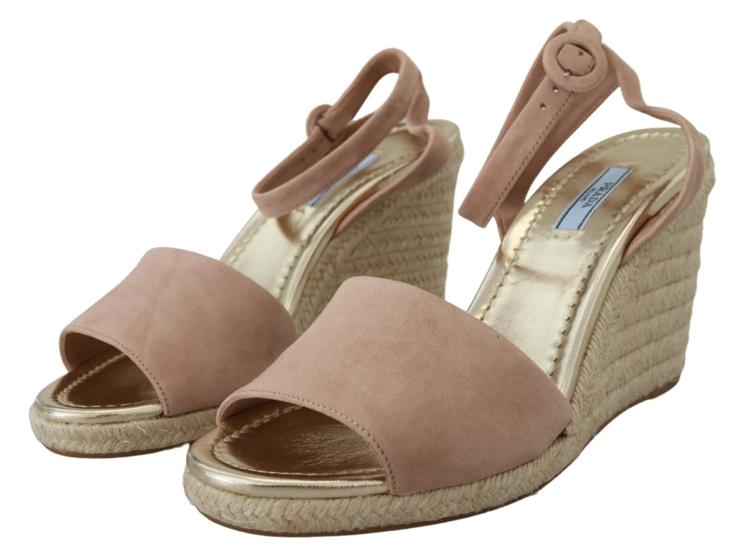 Prada Roze Suède Leren Enkelbandsandalen