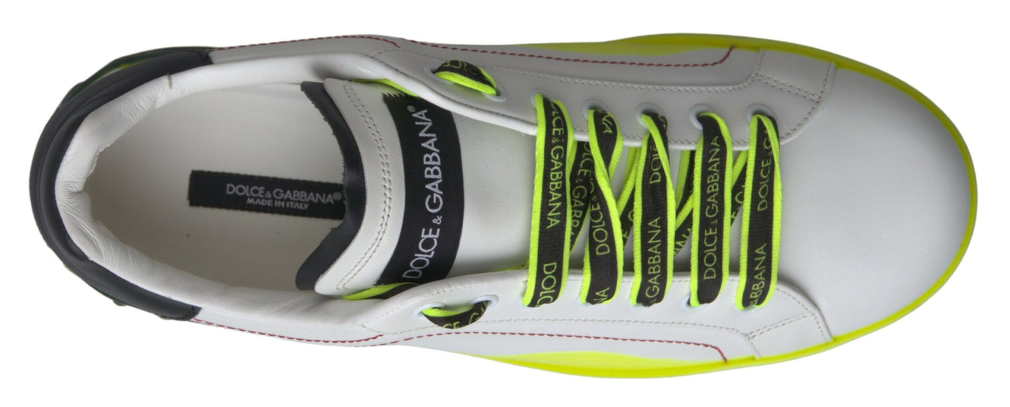Chaussures Baskets Portofino en Cuir Blanc Jaune