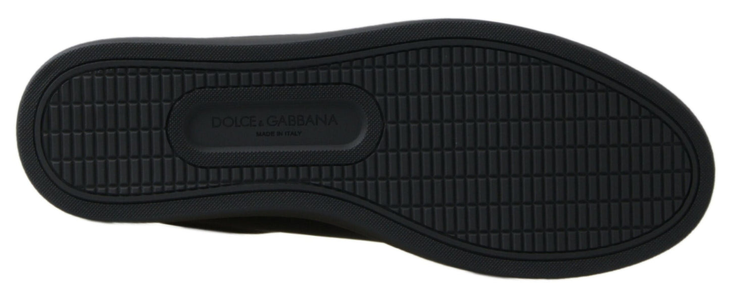 Chaussures Sneakers Classiques en Cuir Noir et Or