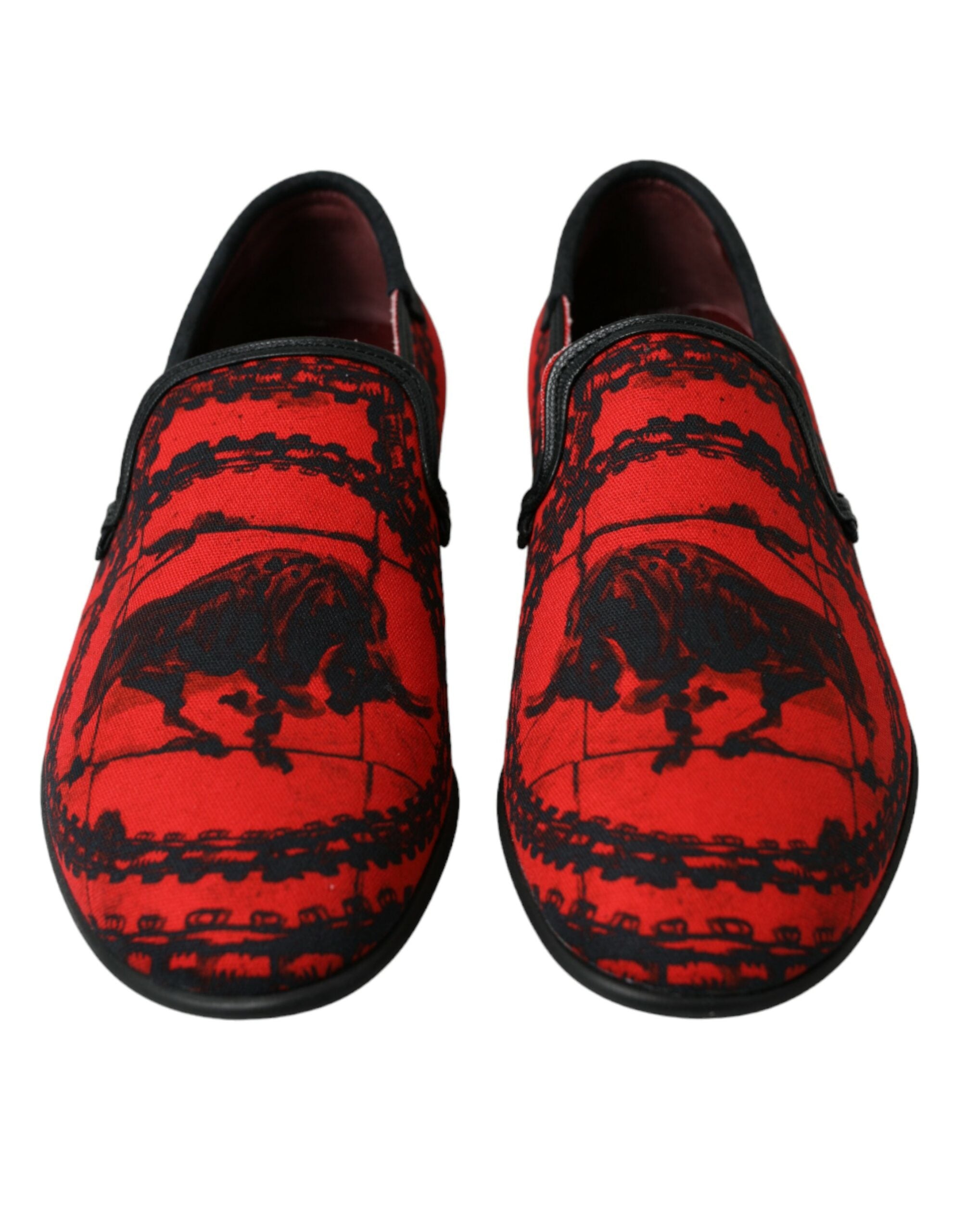Dolce & Gabbana Rode Zwarte Torero Loafers Slippers Herenschoenen