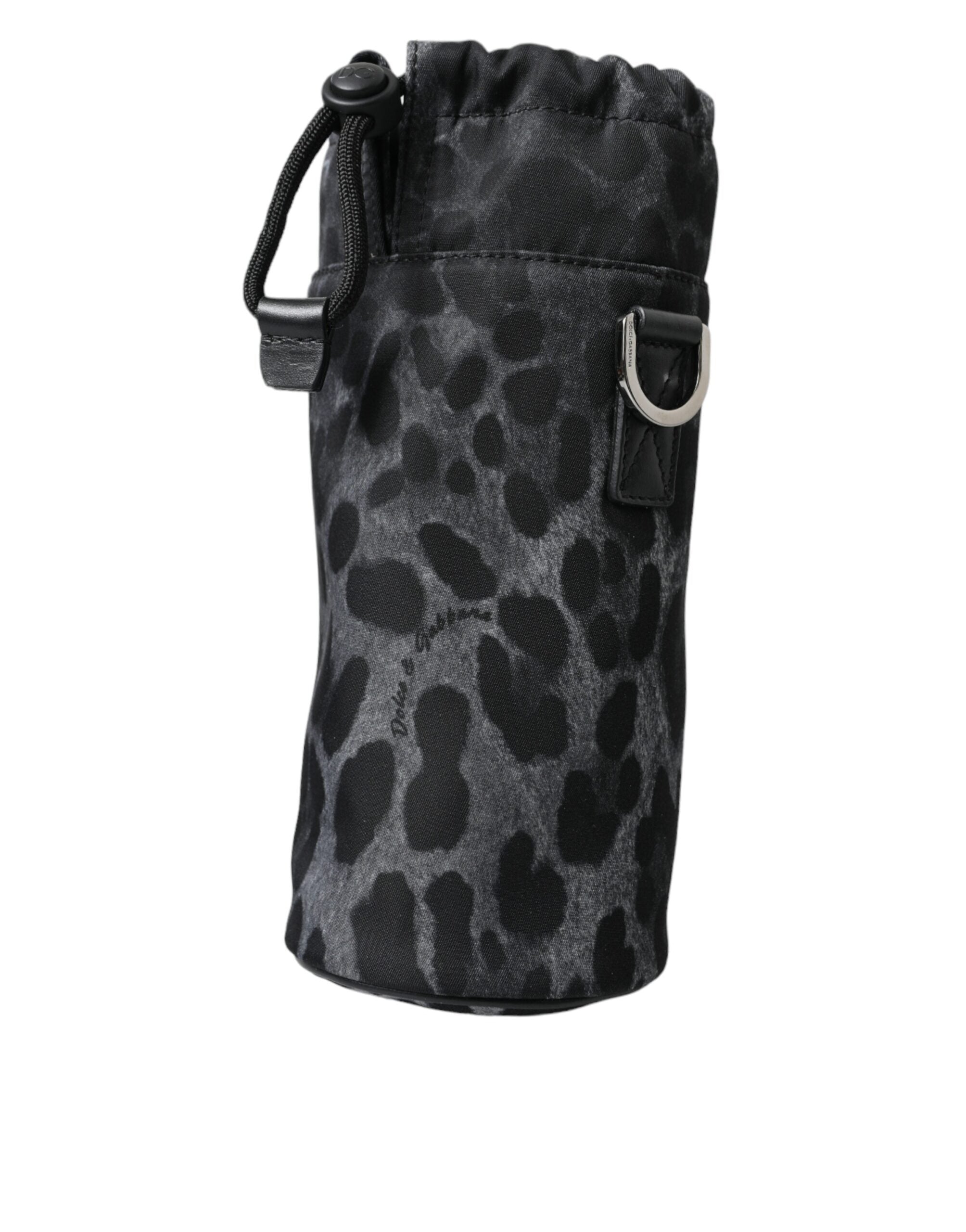 Dolce & Gabbana Zwarte Panter Ronde Smalle Buidel Flessenhouder Tas