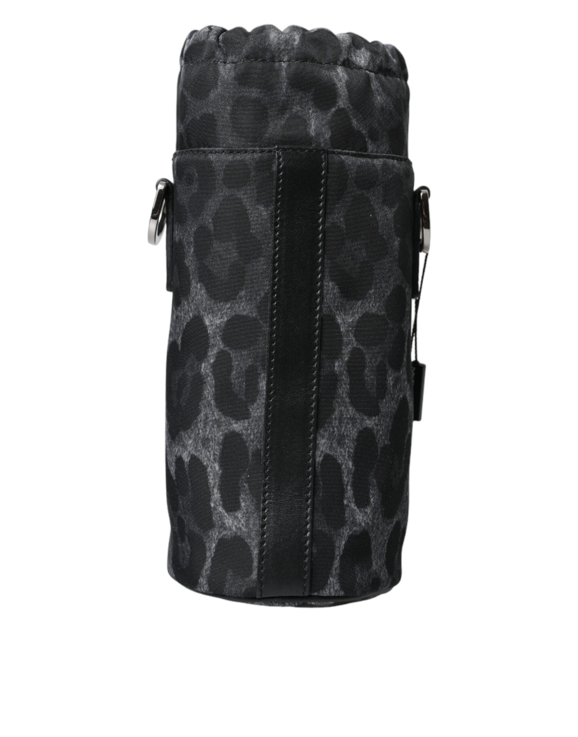 Dolce & Gabbana Zwarte Panter Ronde Smalle Buidel Flessenhouder Tas
