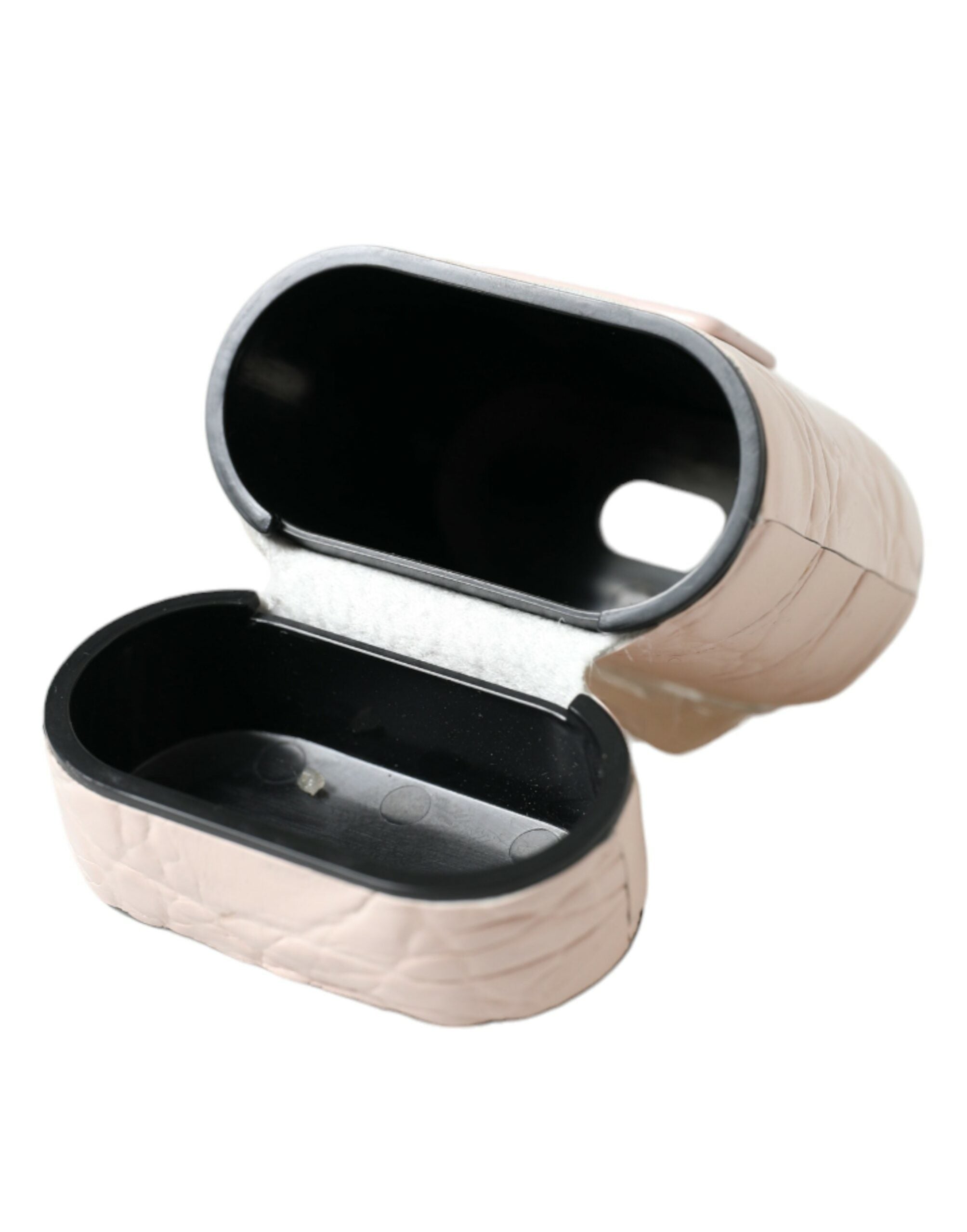 Dolce & Gabbana Lichtroze Kalfsleer Metalen Logo Plaque Airpods Hoesje