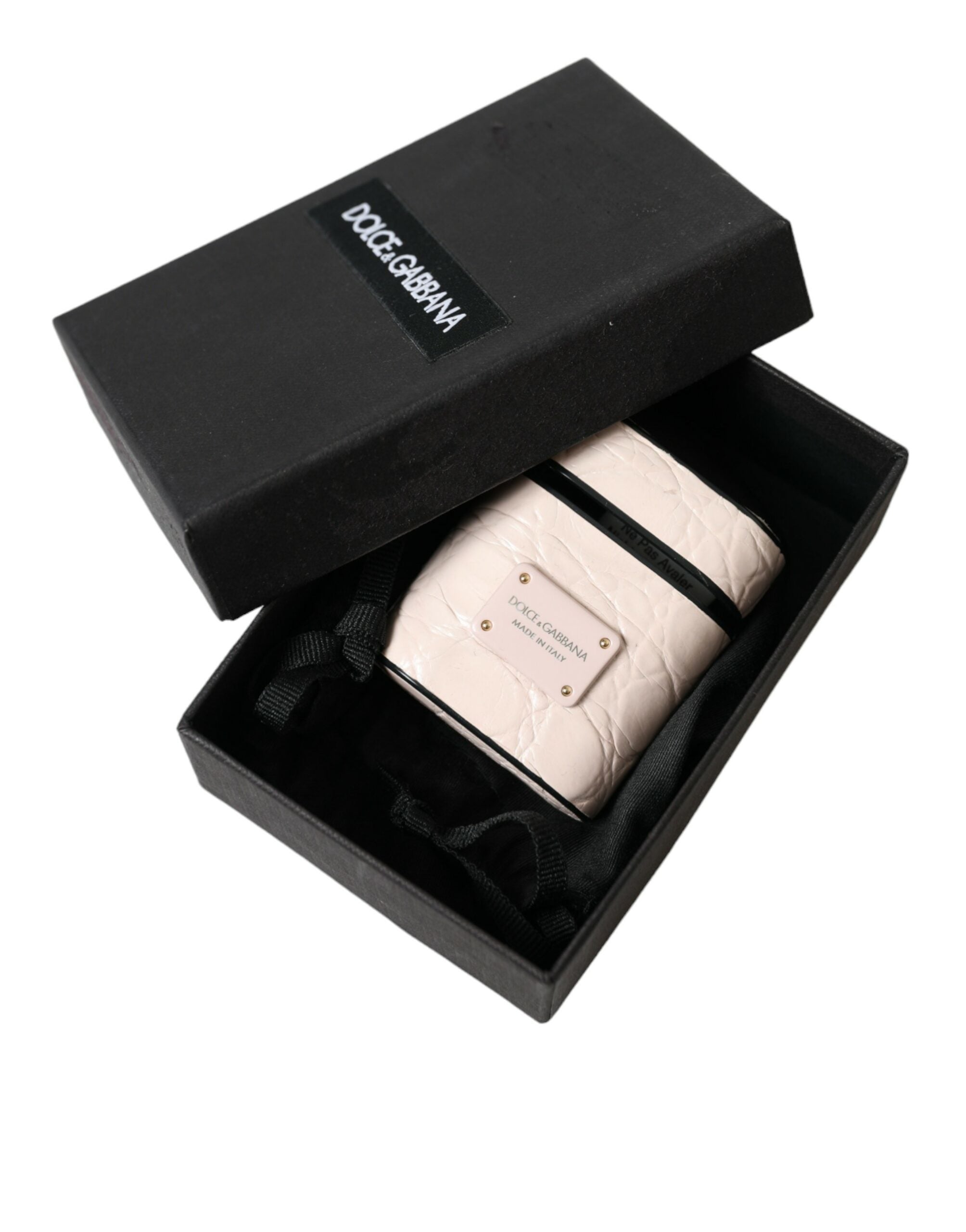 Dolce & Gabbana Lichtroze Kalfsleer Metalen Logo Plaque Airpods Hoesje