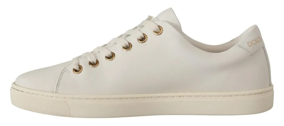 Dolce & Gabbana Witte Leren Gouden Rode Hart Sneakers Schoenen