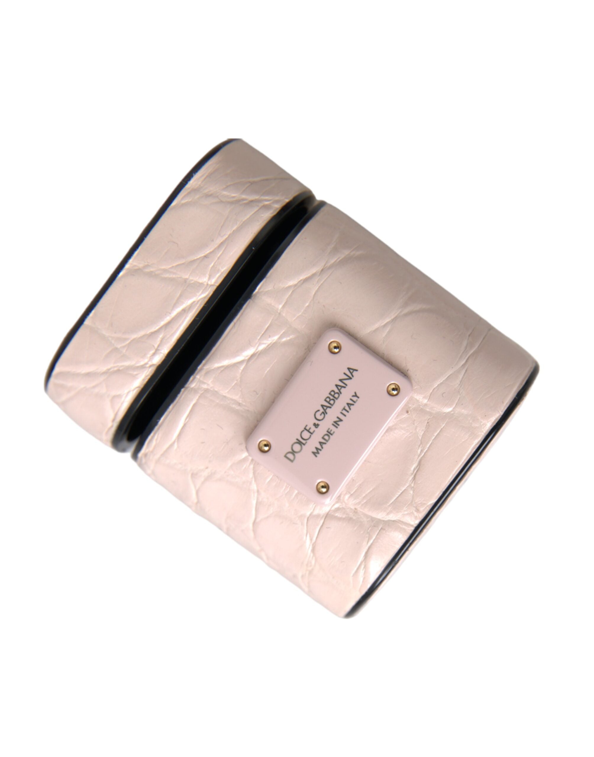 Dolce & Gabbana Lichtroze Lederen Metalen Logo Plaquette Airpods Hoesje
