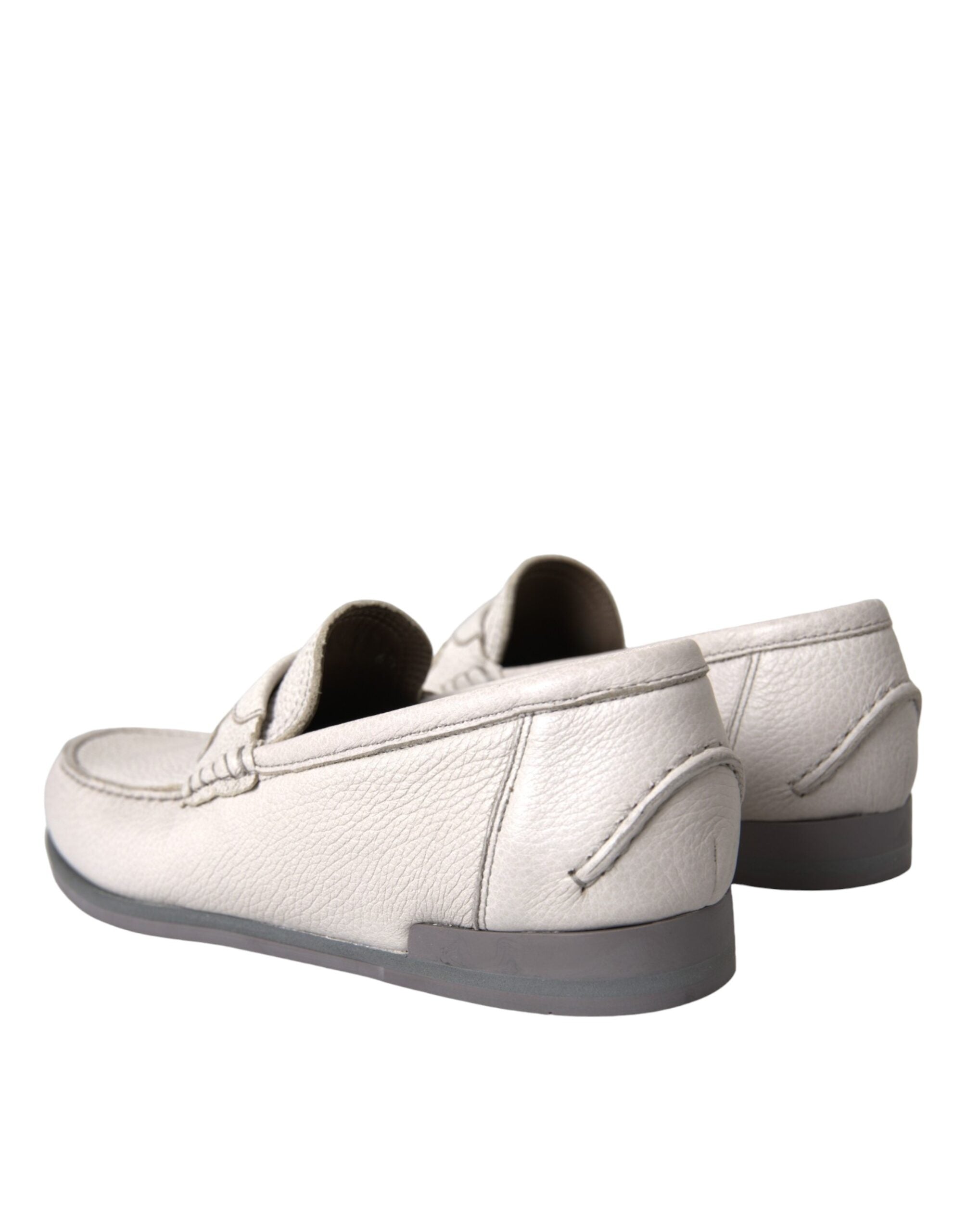 Dolce & Gabbana Witgrijze Leren Slip-on Mocassin Loafers