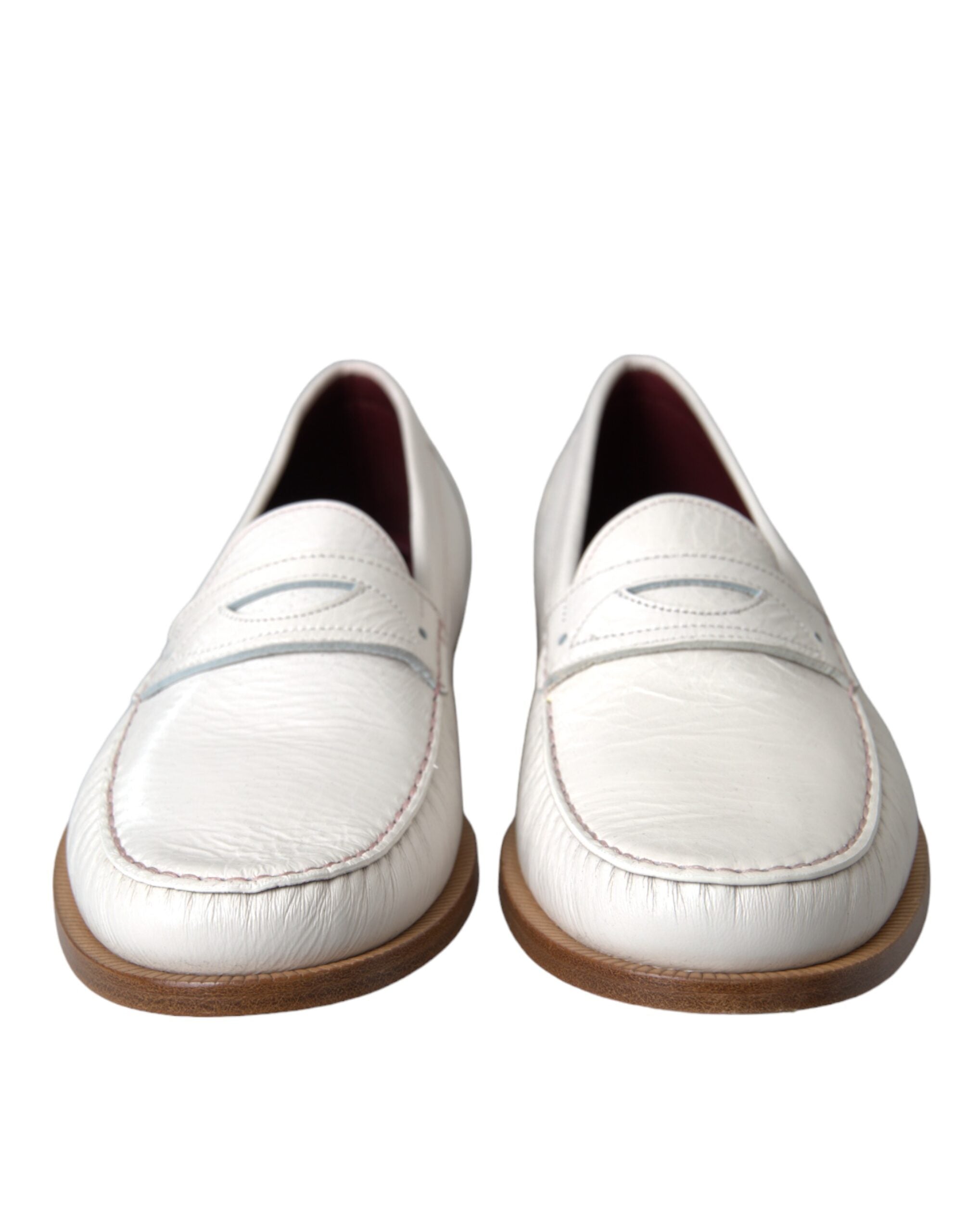 Dolce & Gabbana Witte Leren Instapper Mocassin Loafers Schoenen
