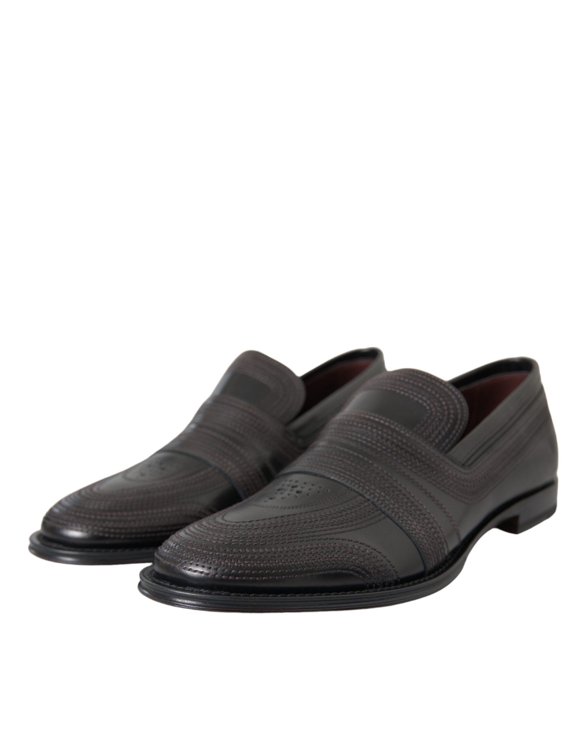 Dolce & Gabbana Zwart Bruine Leren Instappers Heren Nette Schoenen