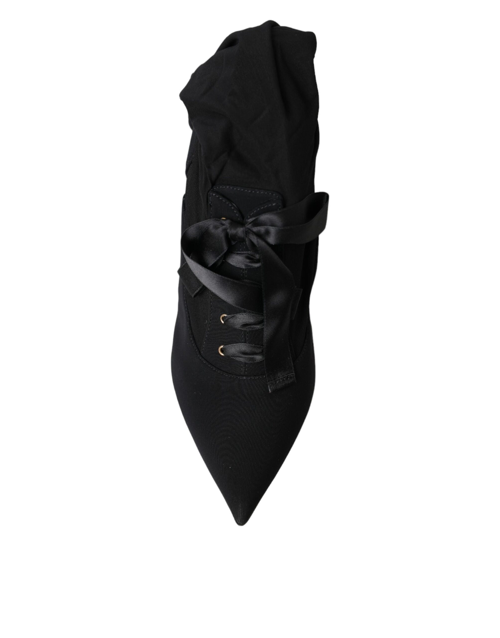 Dolce & Gabbana Black Stiletto Heel Mid-Calf Boots Shoes