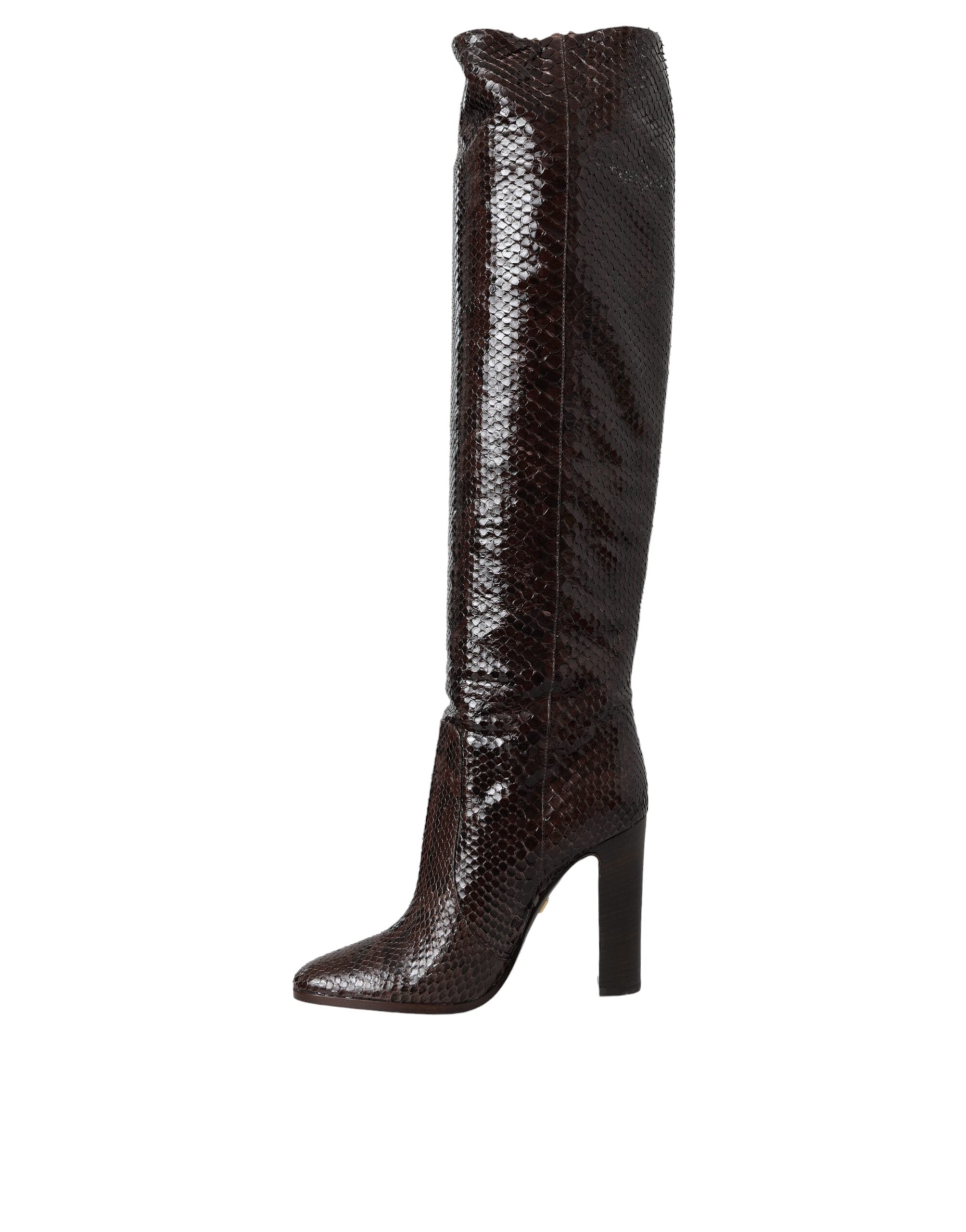Dolce & Gabbana Brown Exotic Leather High Heel Boots